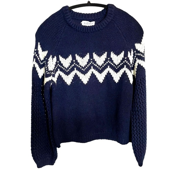 Velvet by Graham & Spencer Sweaters - VELVET by Graham & Spencer Sweater Womens M Navy White Karlie Fair Isle